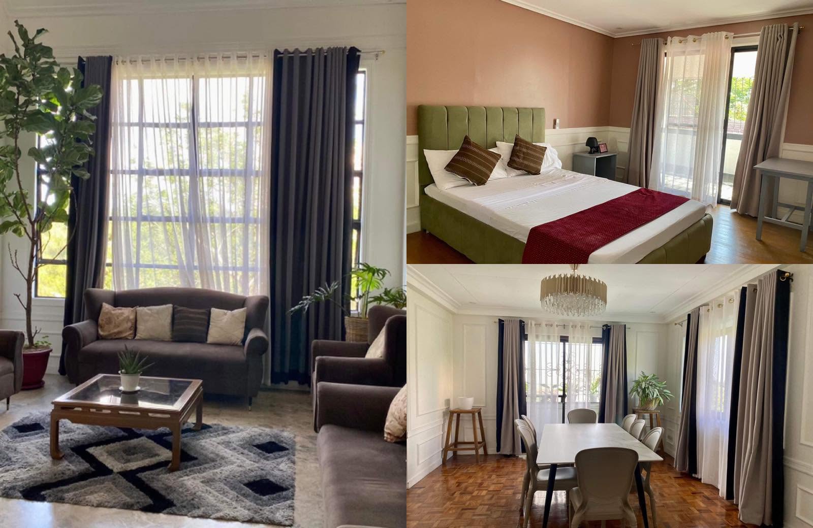 Cozy interiors of Villa Cristel Transient House in Alfonso, featuring a living room, bedroom, and dining area.