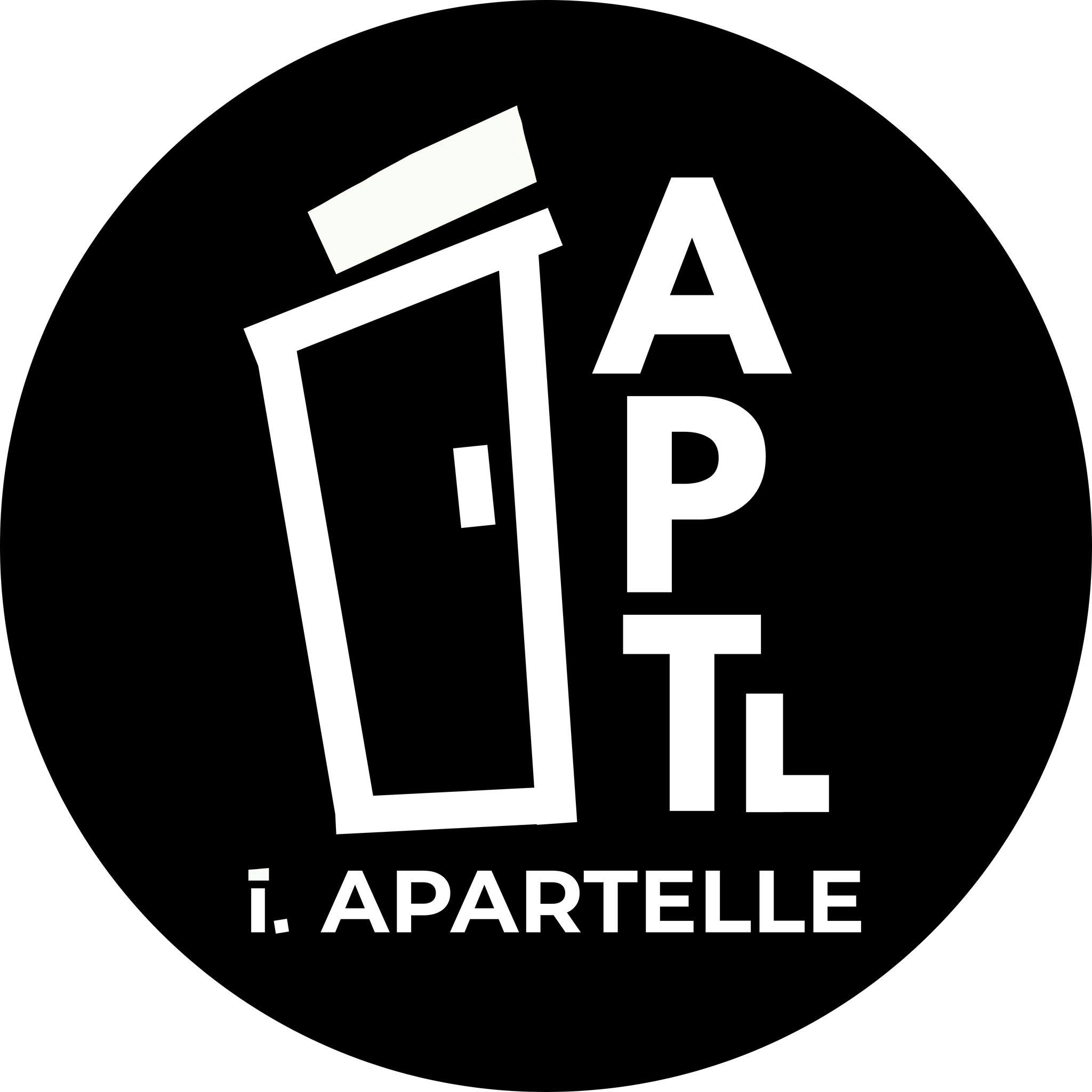 I. Apartelle logo with stylized letters in a black circle, Noveleta business directory.